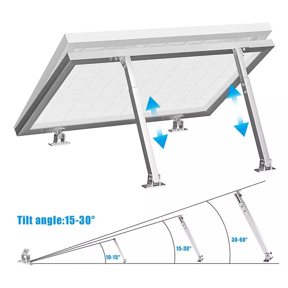 2pcs set Solar Panel Brackets Tilt Mount Roof Wall Flat Surface Adjustable Frame