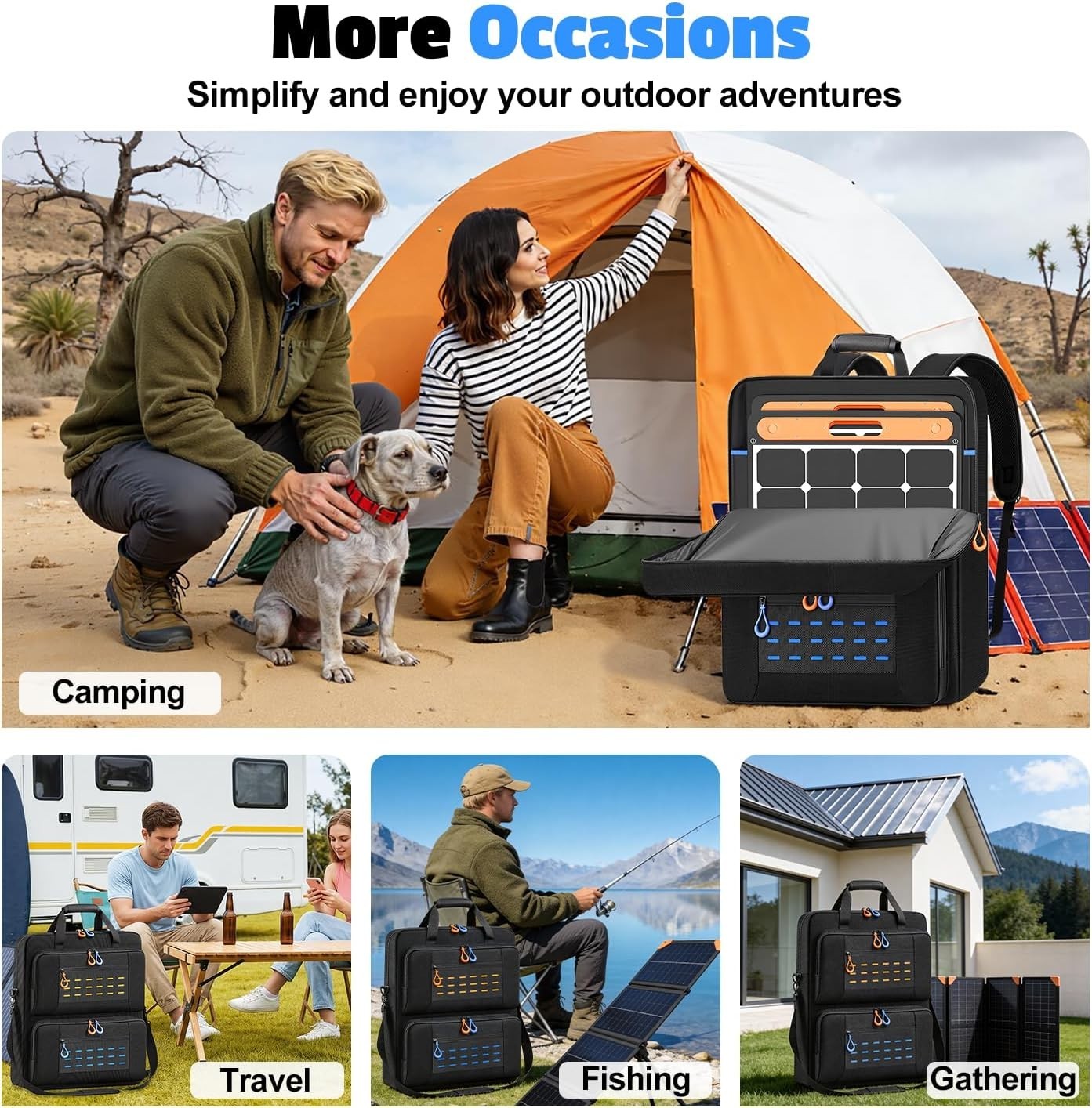 Solar Panel Storage Bag, Padded Carrying Case Fits for 2 Panels, Water-Resistant