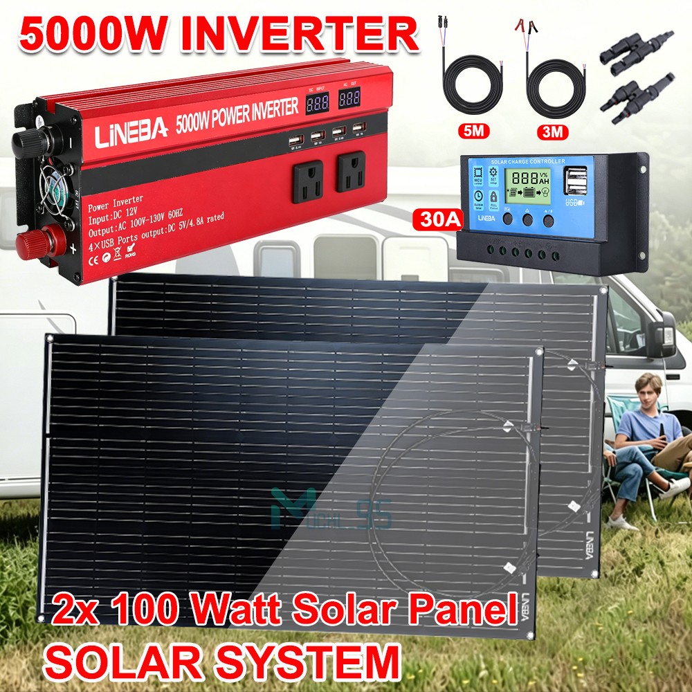 Complete 5000W Inverter with Solar Panel Controller Off Grid For Home Camper RV