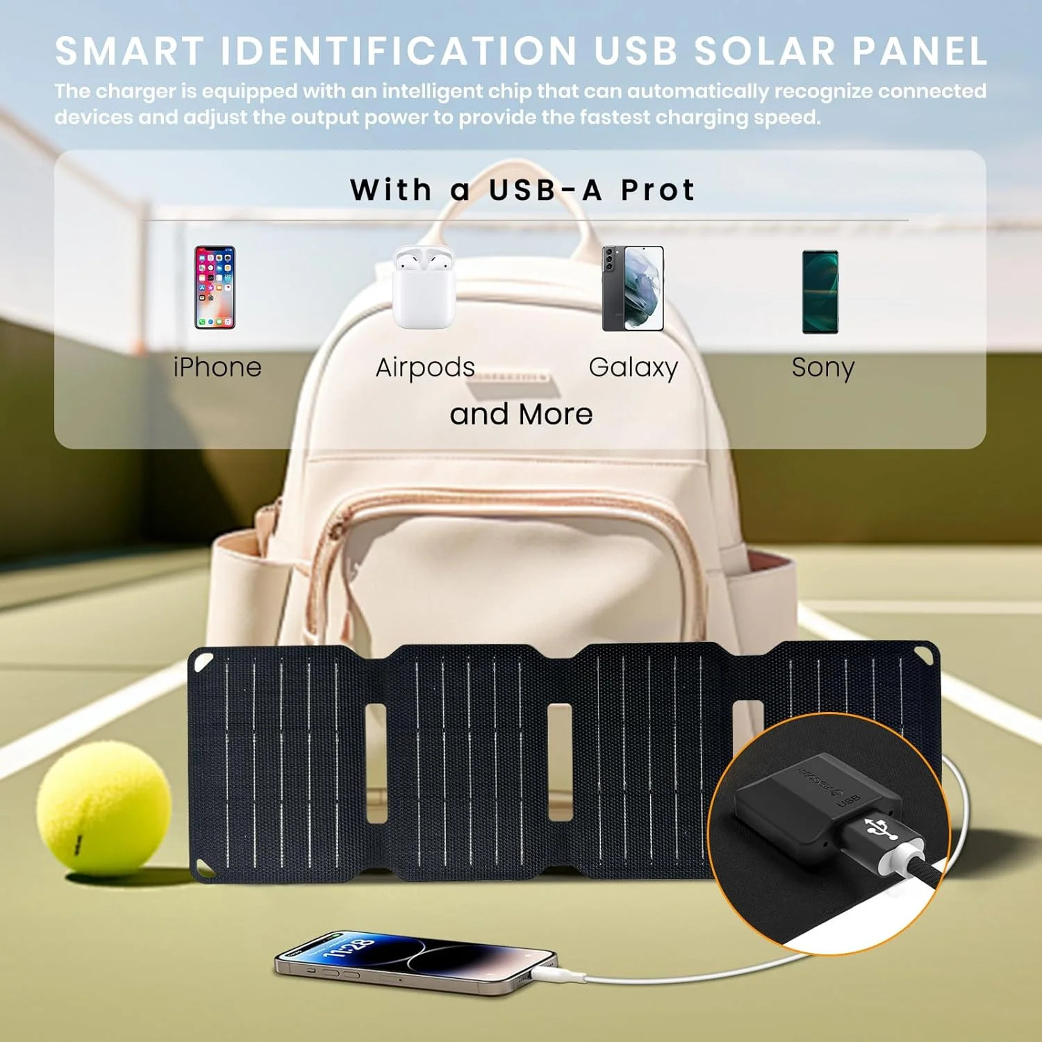 FlexSolar 10W Foldable Solar Chargers 5V USB Small Power Emergency Portable 4 Fo