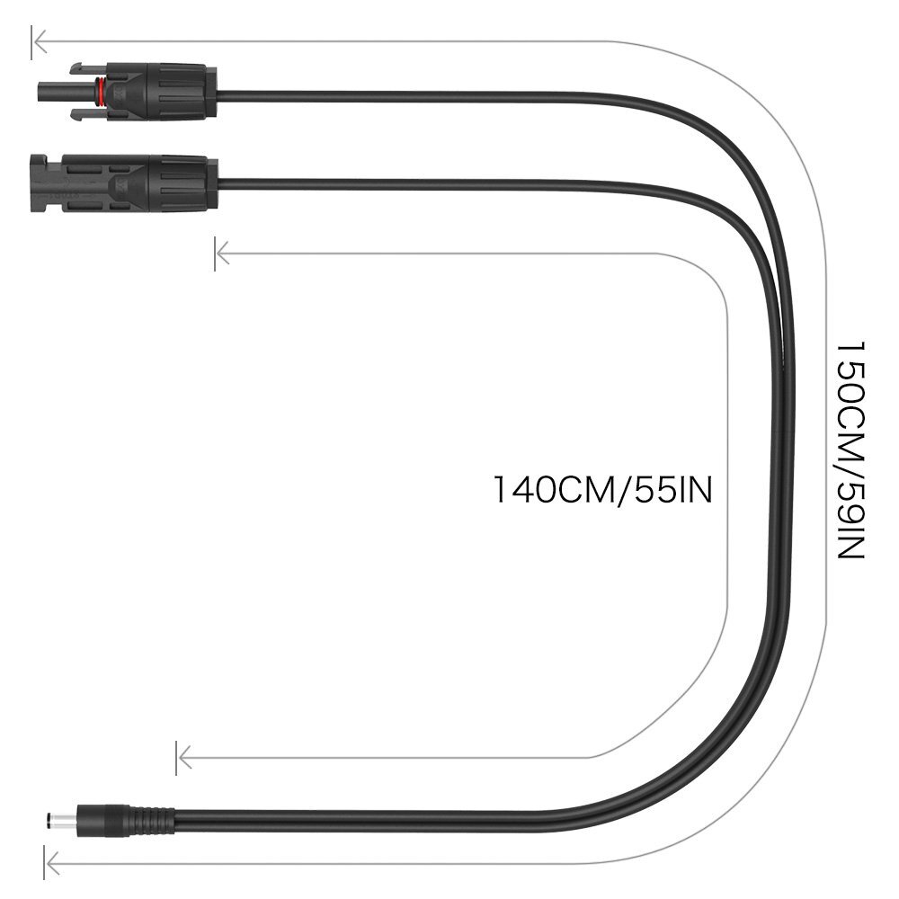 ALLPOWERS Solar Extension Cable with Female and Male Connector to DC 5.5mm