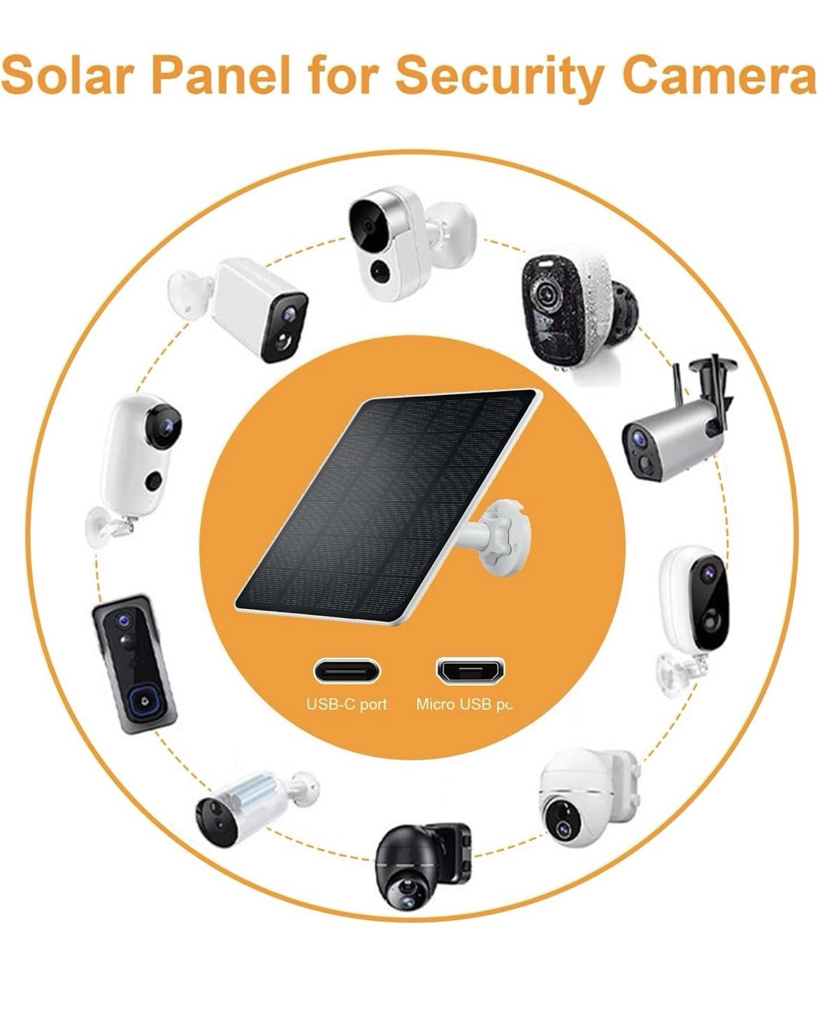 Cargador de panel solar para Arlo Essential 2K para exteriores