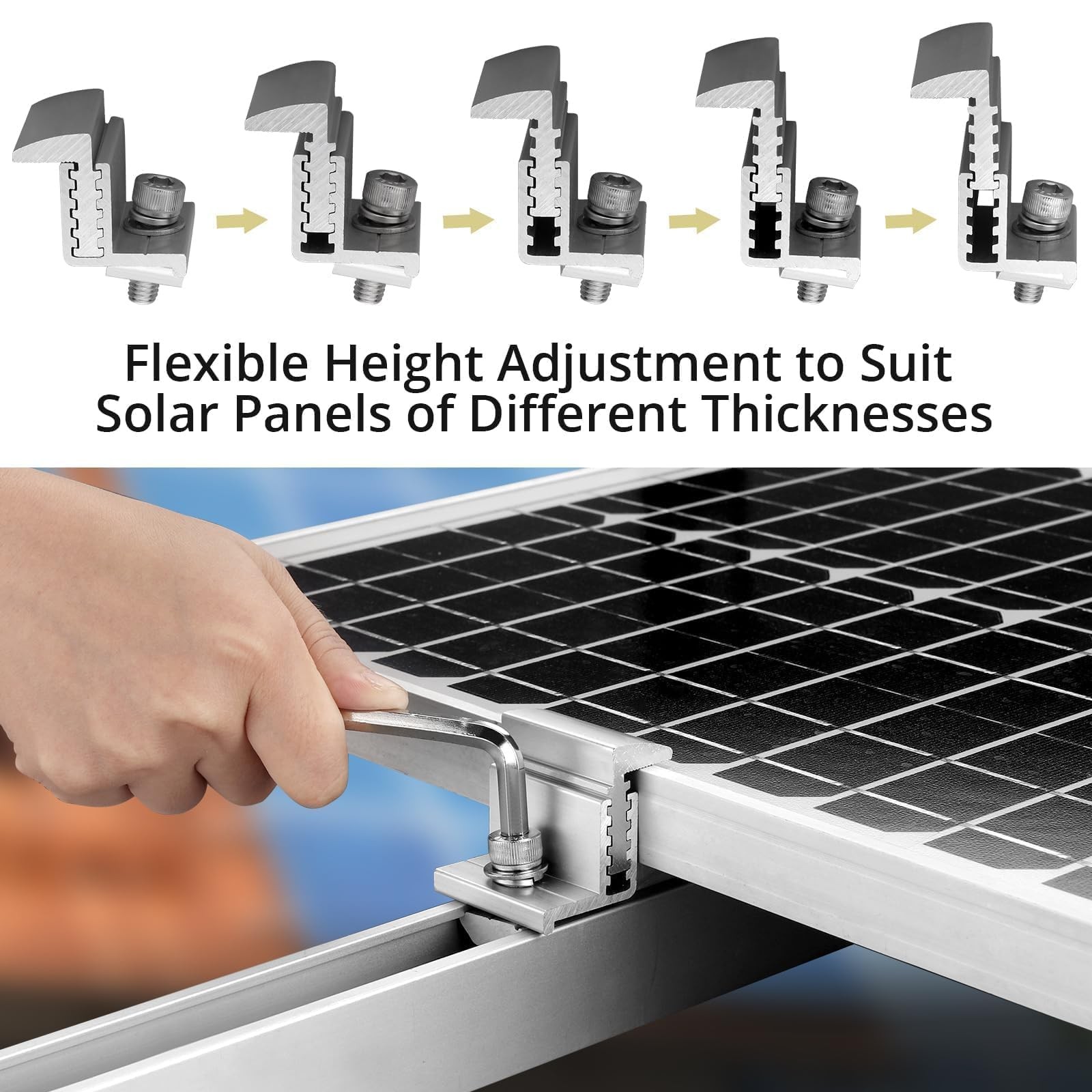 Solar Panel Mounting Brackets 30-50mm Adjustable, 10pcs Aluminum Solar Panel …