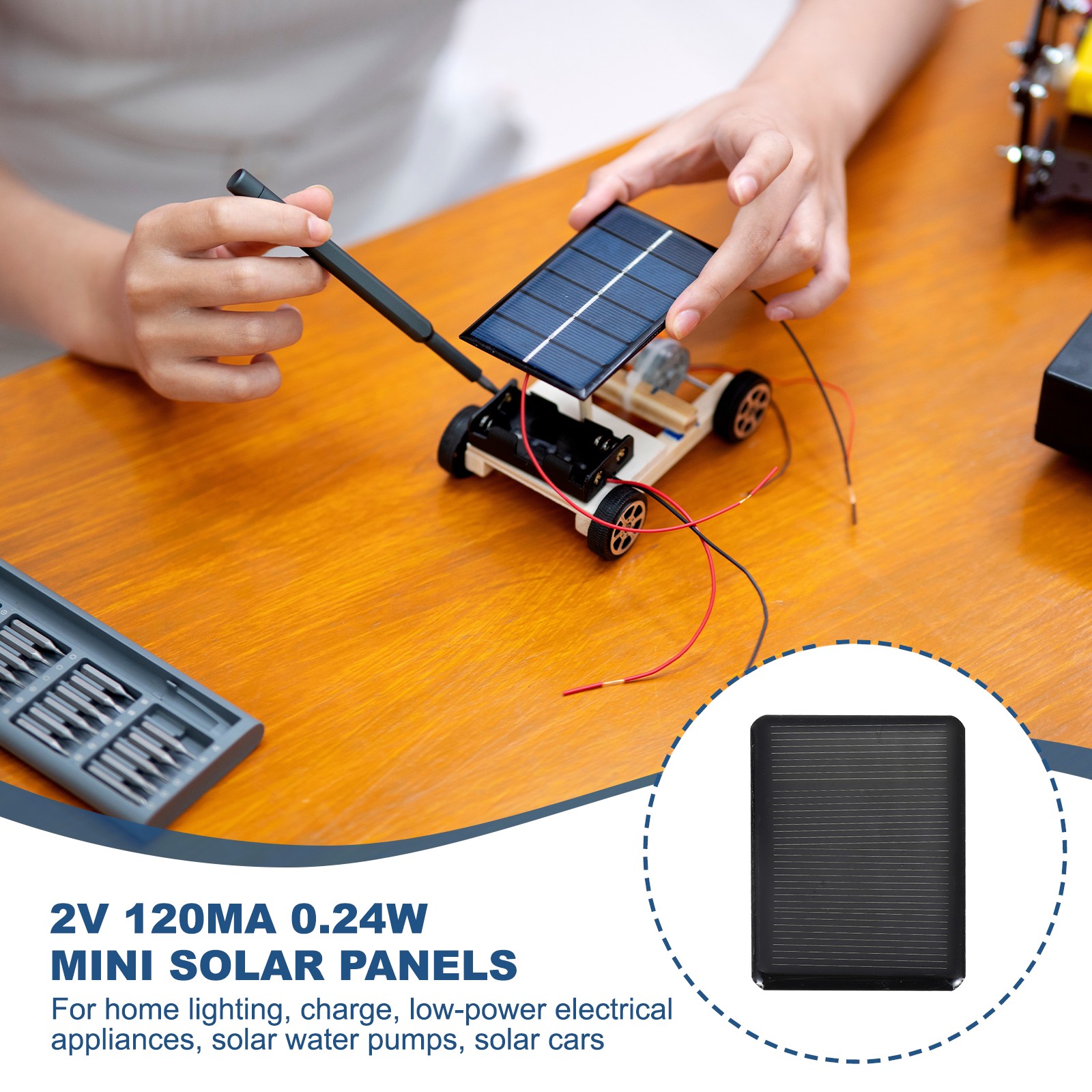 6 Pieces Mini Solar Panels 2V 0.24W 120mA, for Photovoltaic Cells