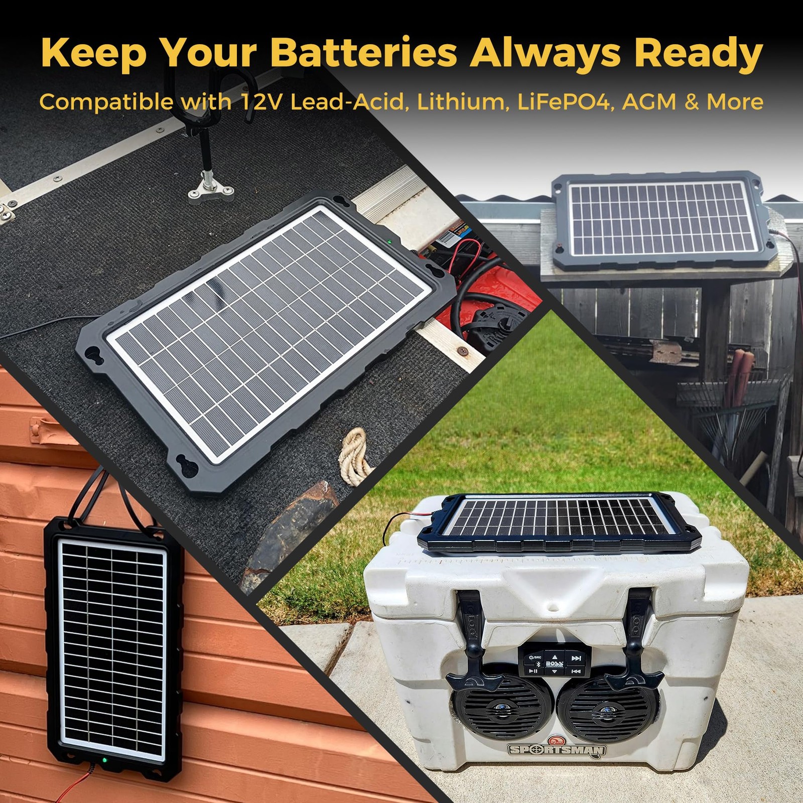 SUNAPEX 10W 12V Solar Battery Charge Maintainer – Solar Trickle Charger for Car