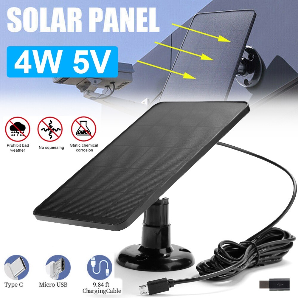 4W Solar Panel Charger for Ring,Eufycam,Wyze,Reolink Rechargeable Battery Cam