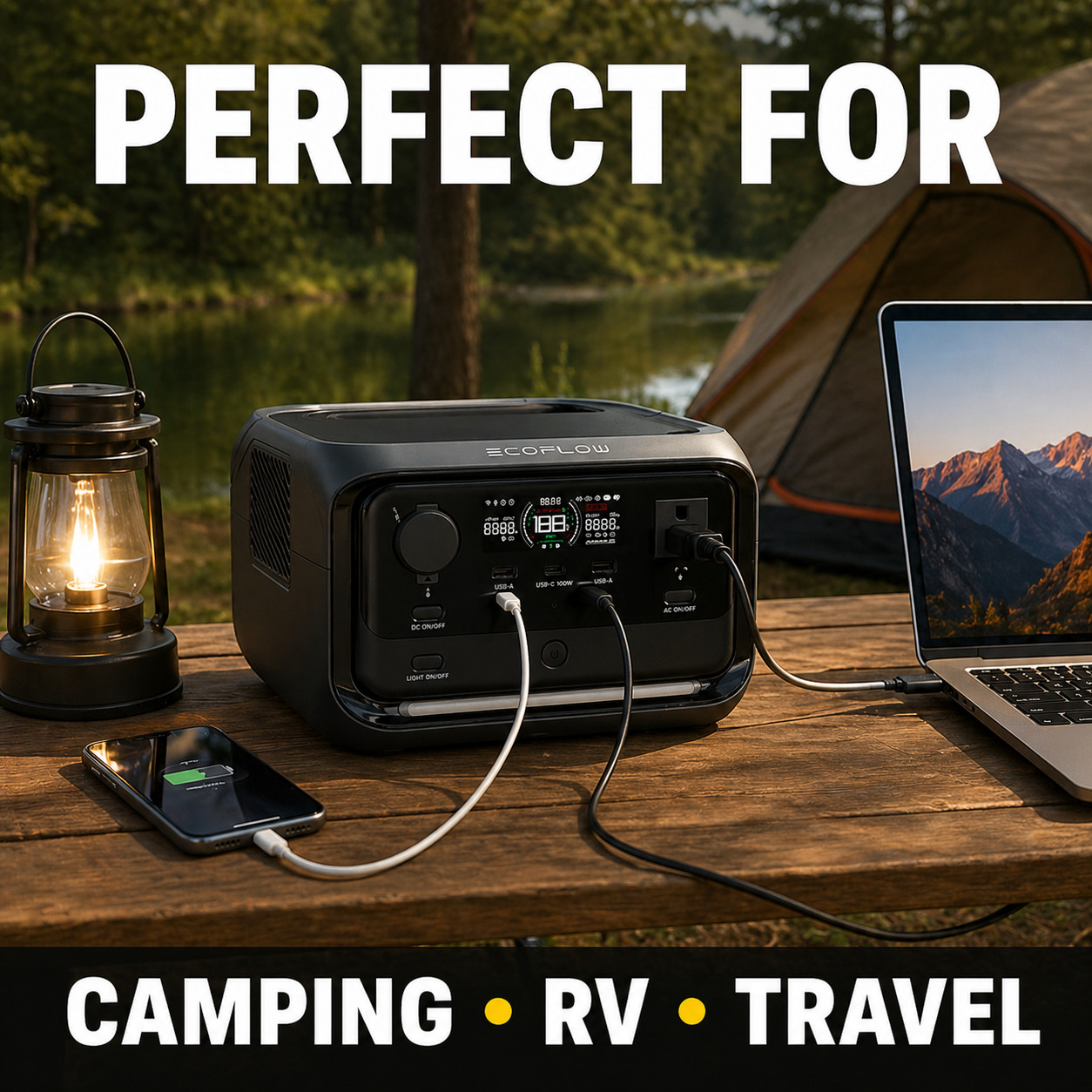 EcoFlow RIVER 3 Plus Portable Power Station 600W UPS Fast Charge Solar