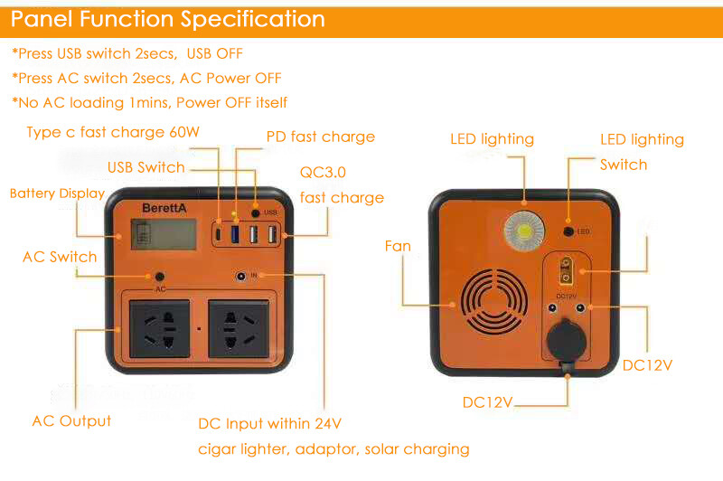 Portable Power Station, 500w 220V for Outdoor RV Van Camping and Travelling