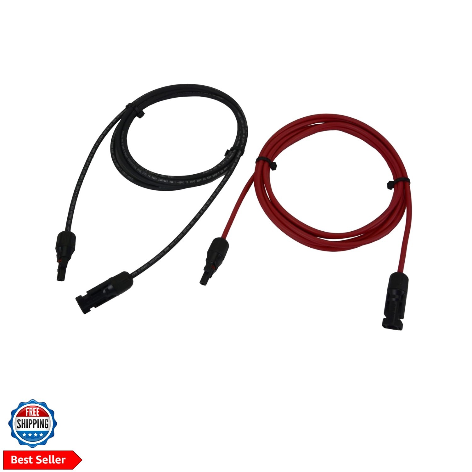 TEMCo Solar Panel Extension Cable 10 AWG 20 Ft Red + 20 Ft Black w/Staubli MC…