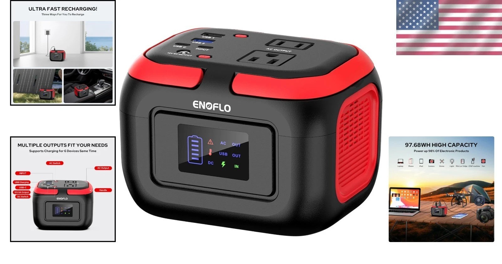 Portable Solar Generator with LED Light & Advanced Safety for Outdoor Adventures