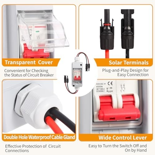 Solar Panel Disconnect Switch 32A 500V DC IP65 Outdoor Circuit Breaker Box