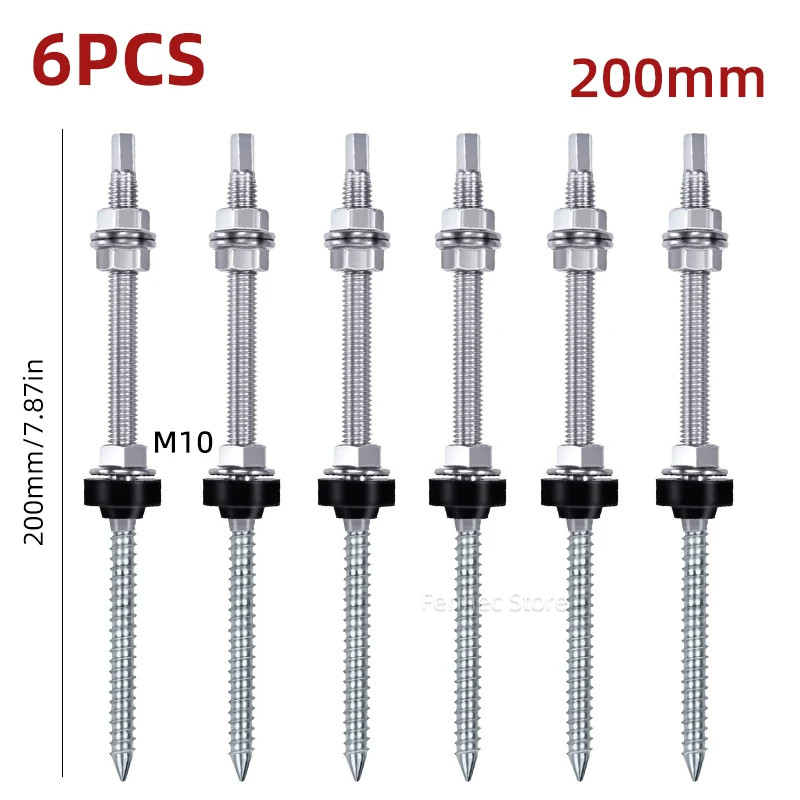Solar Hanger Bolts Solar Panel Roof Mounting Screws 4/6Pcs M10 Solar Accessories