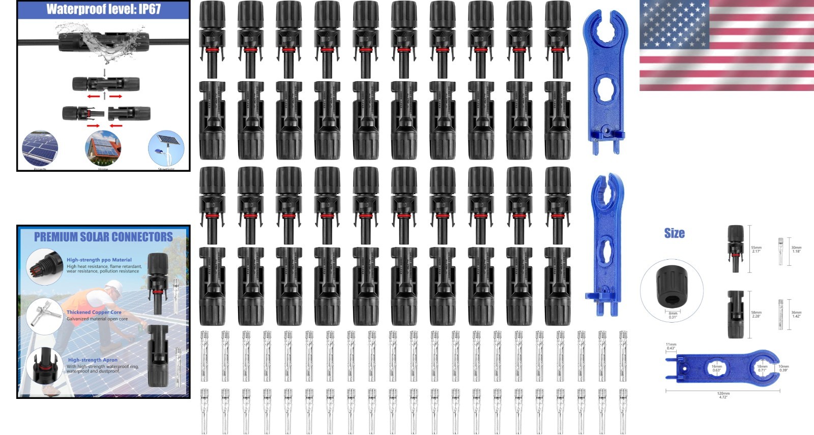 Multi-Contact 40PCS Solar Connectors: 1000V & 30A for Ultimate Durability