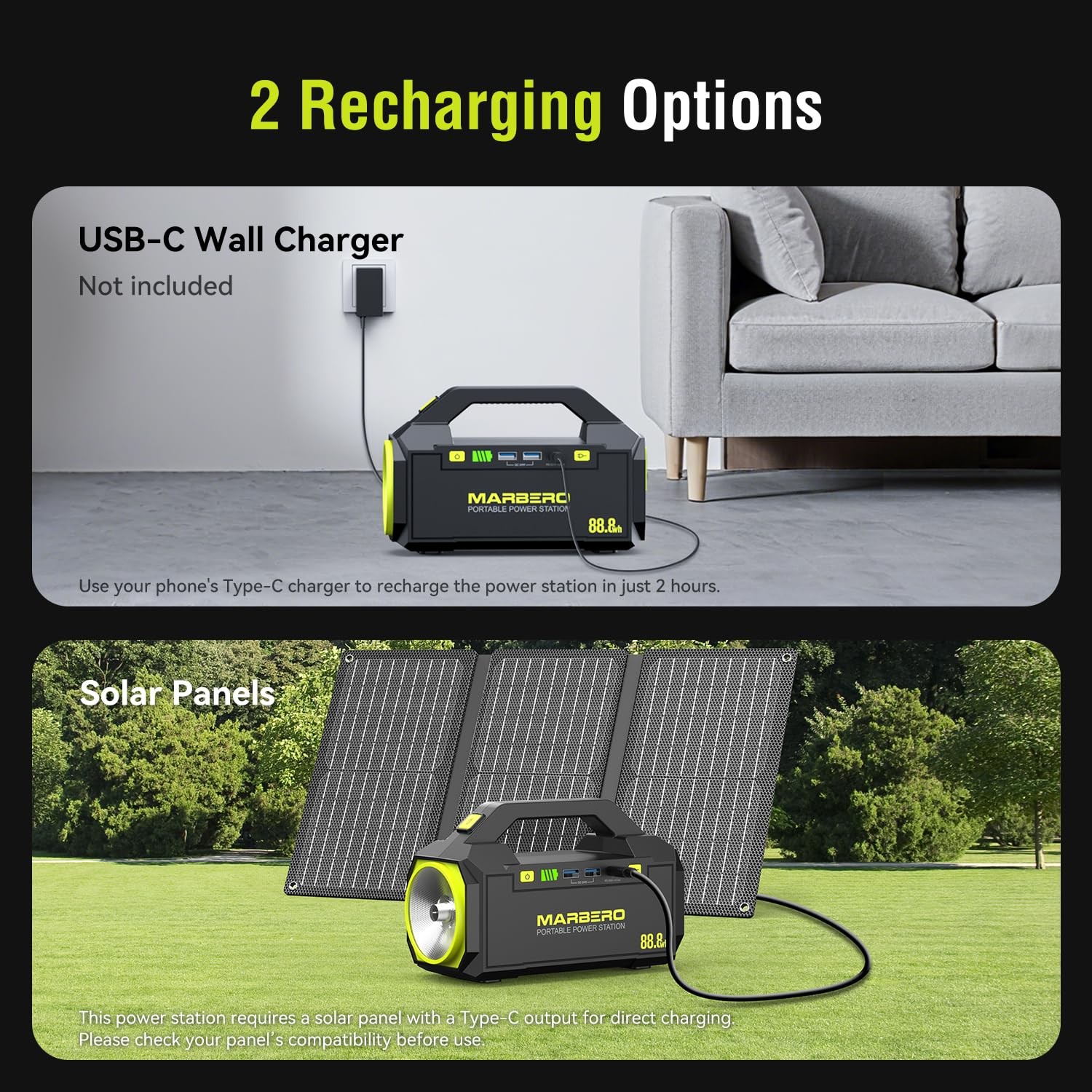 MARBERO Portable Power Station 88.8Wh Camping Portable Charger with Flashligh…