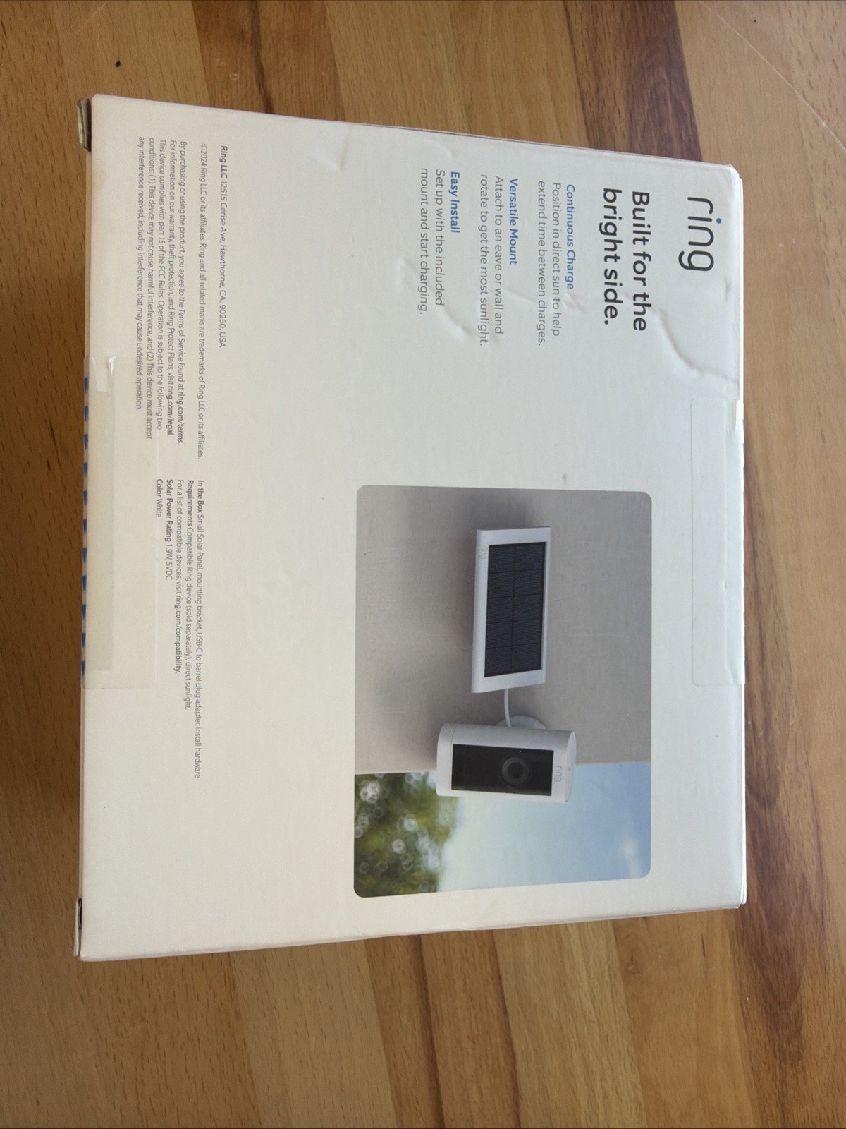 Ring Small Solar Panel 1.9W for Outdoor Camera White With Flexible Mount
