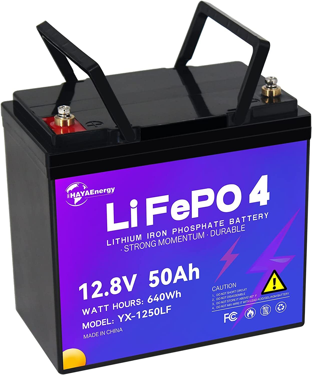 12V 50Ah LiFePO4 Lithium Battery Pack for Deep Cycle RV Marine Solar System 50A