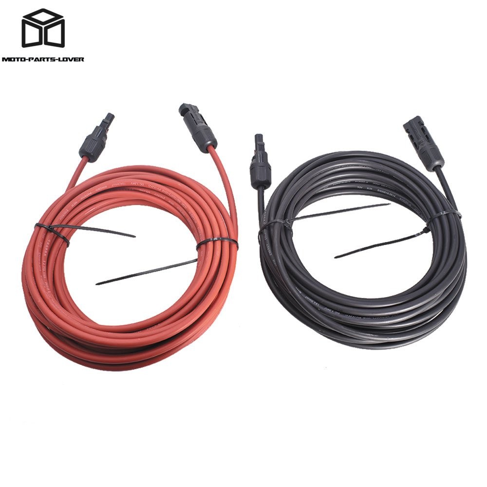 1 Pair Black + Red Wire Connector 10AWG Solar Panel Extension Cable 30 Feet