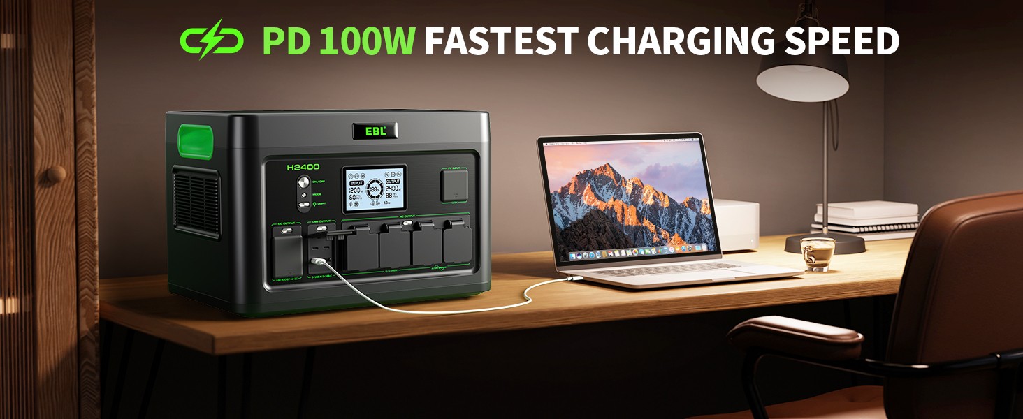 Portable Power Station 2400W 1843.2Wh Solar Generator Camping RV LiFePO4 Battery