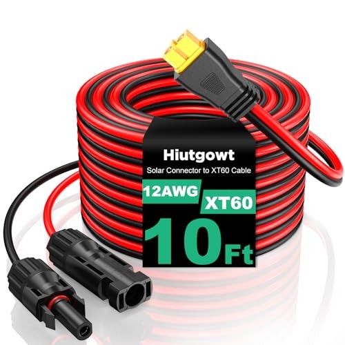 12AWG XT60 Solar Cable 10FT – Charging Cable 3 15 20 30 40 – Black & Red 10