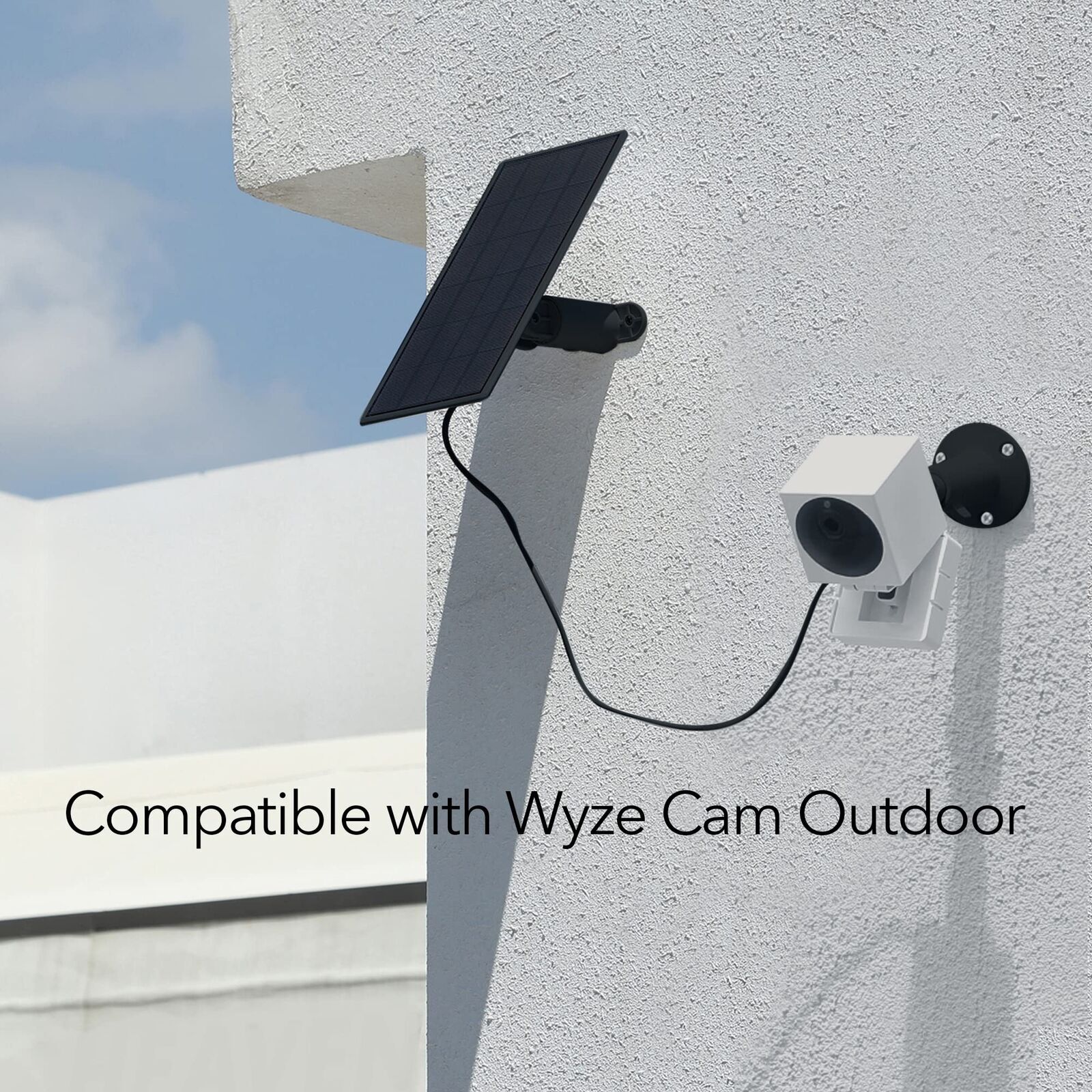 Wasserstein Solar Panel For Wyze Cam Outdoor V1/V2 (Camera NOT Included) – Black