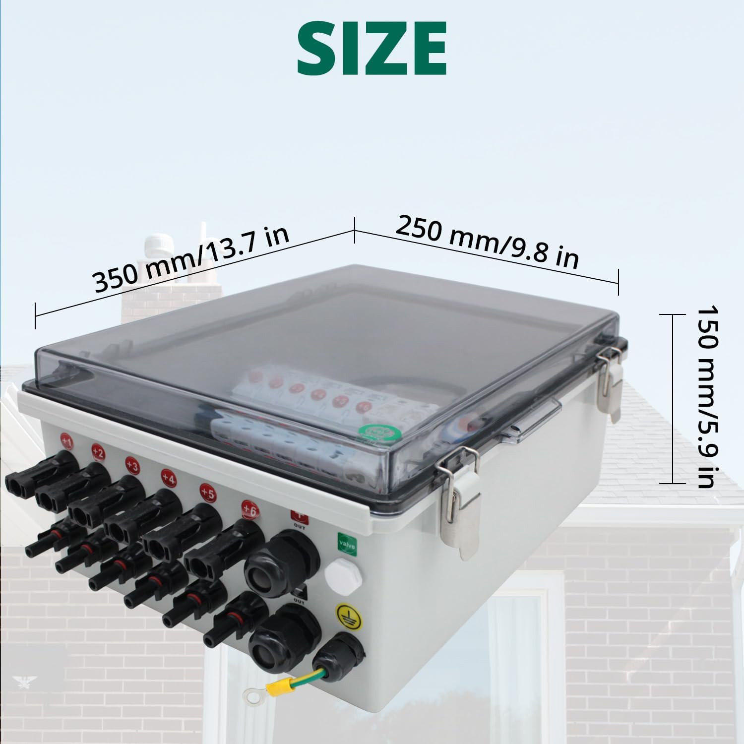 Solar Combiner Box, IP65 Waterproof DC Combiner Box, Equipped with Circuit Brea