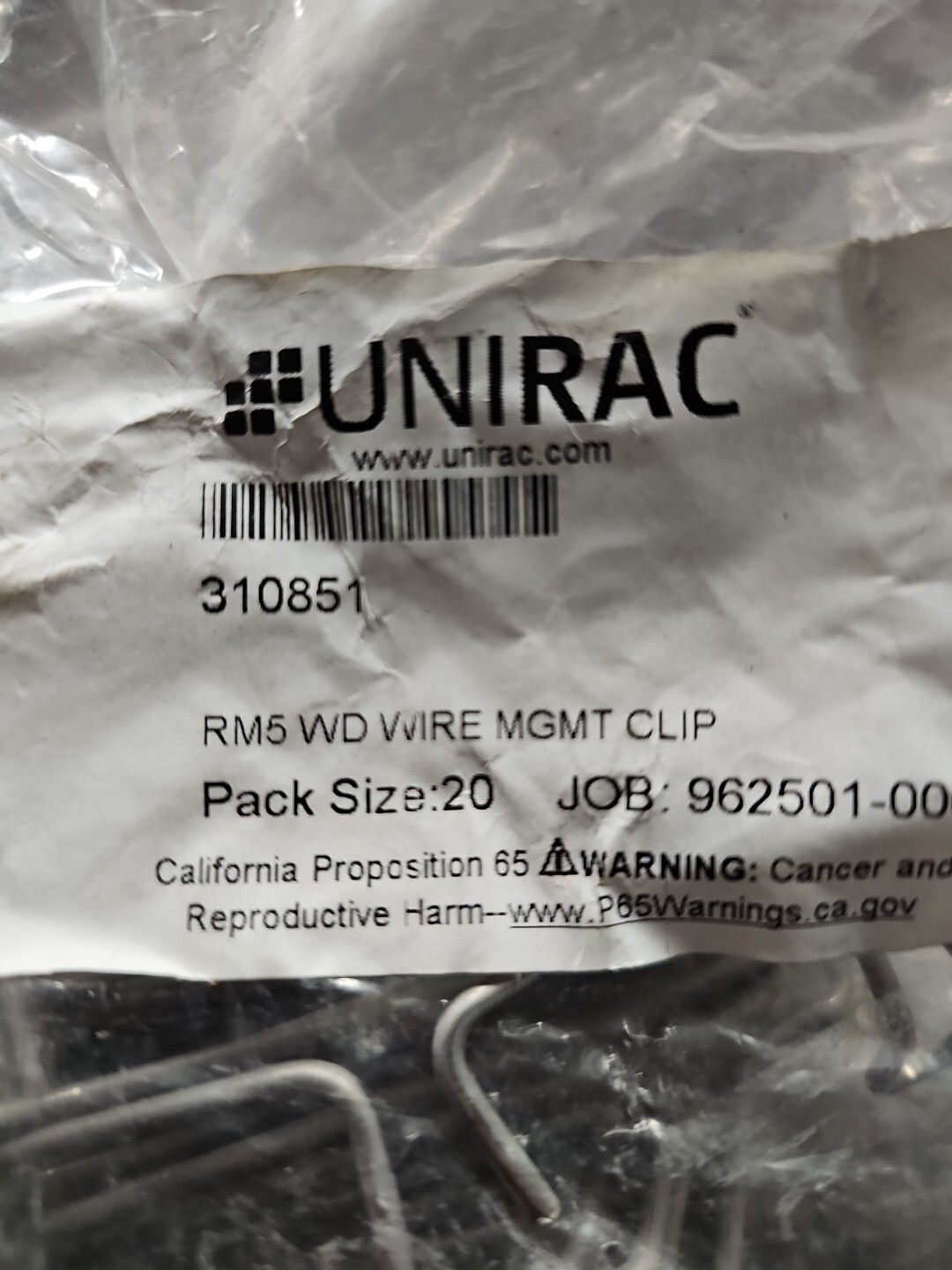 Free Shipping NEW UNIRAC RM5 WD Wire Management MGMT Clip (20 Pack) 310851