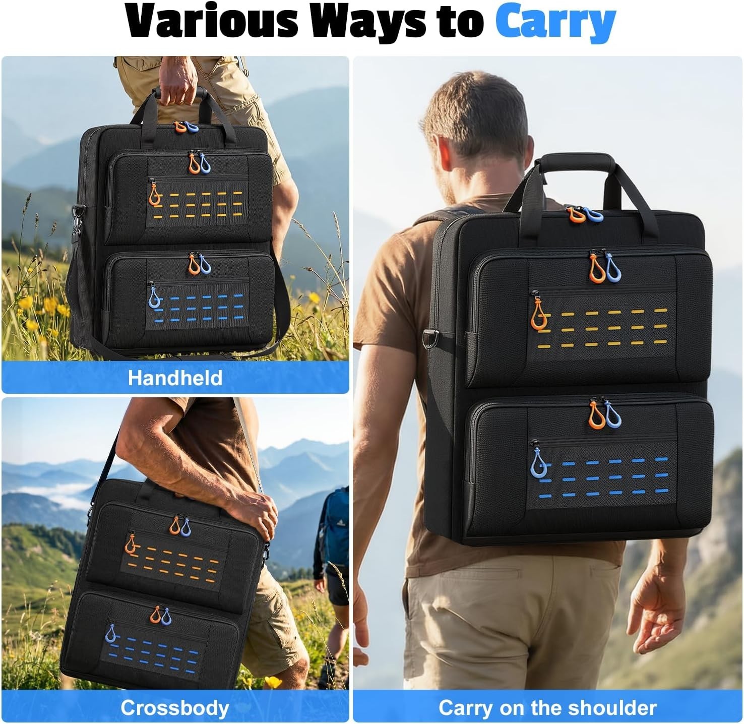 Solar Panel Storage Bag, Padded Carrying Case Fits for 2 Panels, Water-Resistant