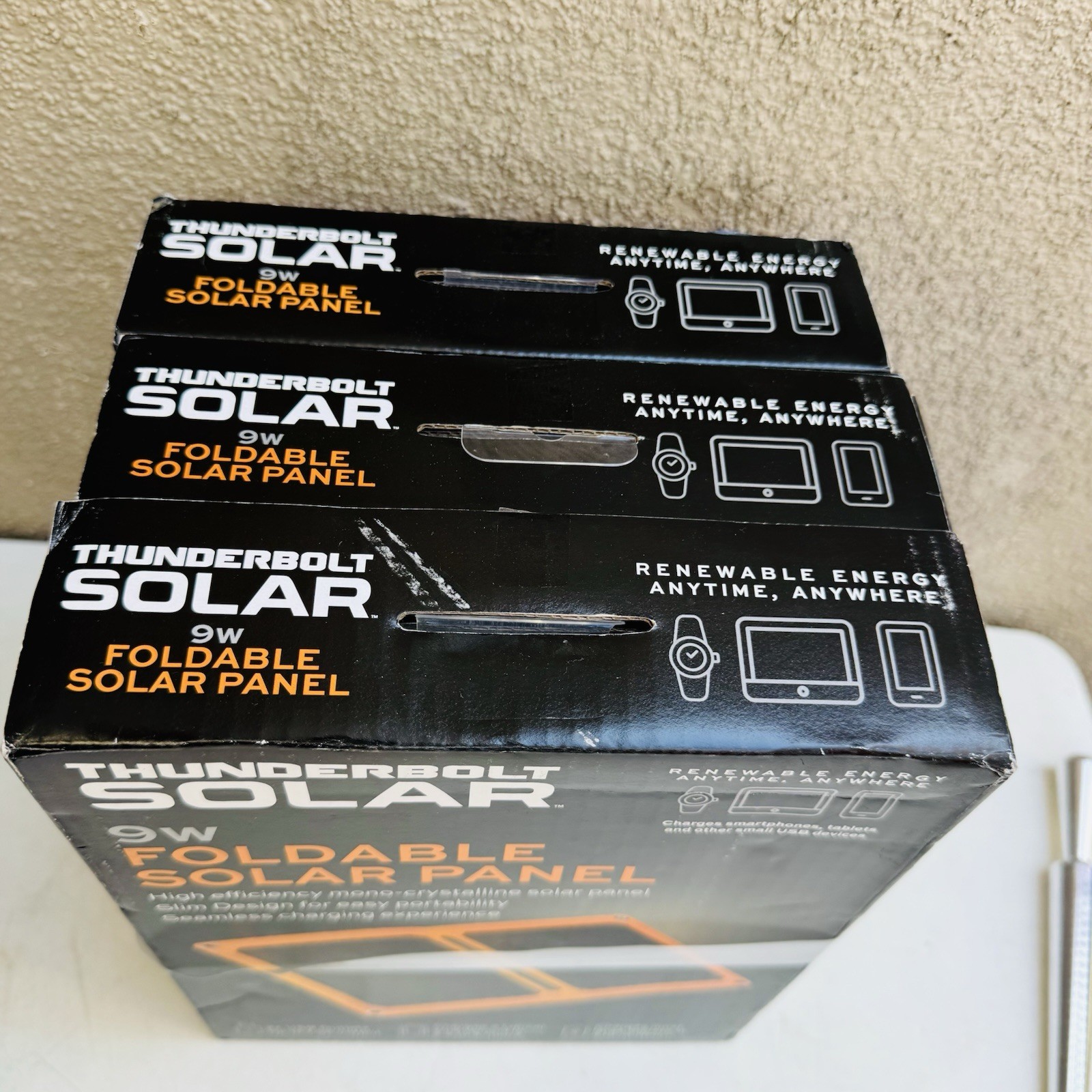 3 Pack – Thunderbolt Solar 9w Foldable Solar Panel. New! Item 57970 NEW