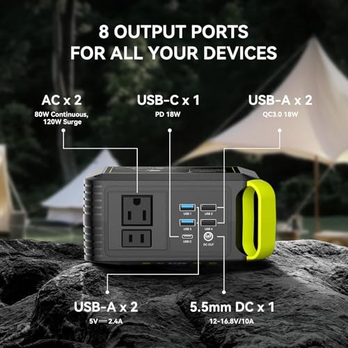 88.8Wh Solar Generator with 21W Solar Panel Included Portable Green Black