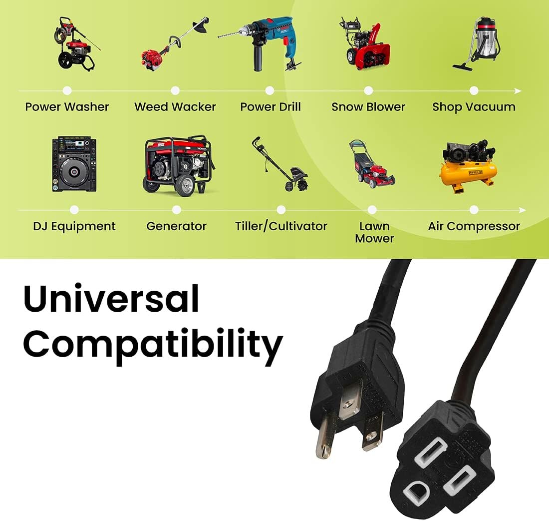 Go Green Power Inc. (GG-14050BK) 12/3 SJTW Outdoor Extension Cord, Black, 50 ft
