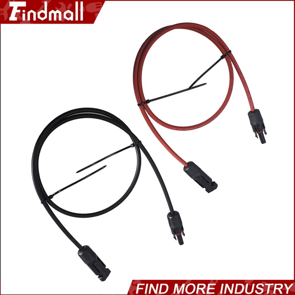 Findmall 1Pair 10ft Black + Red 12AWG Solar Panel Extension Cable Wire Connector