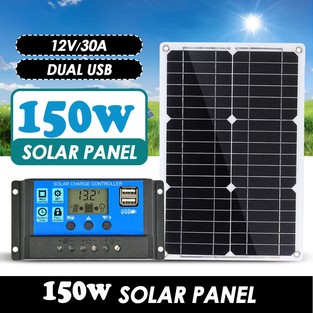 150W Flexible Mono Solar Panel 12v Battery Charge Power Portable Camping Home RV