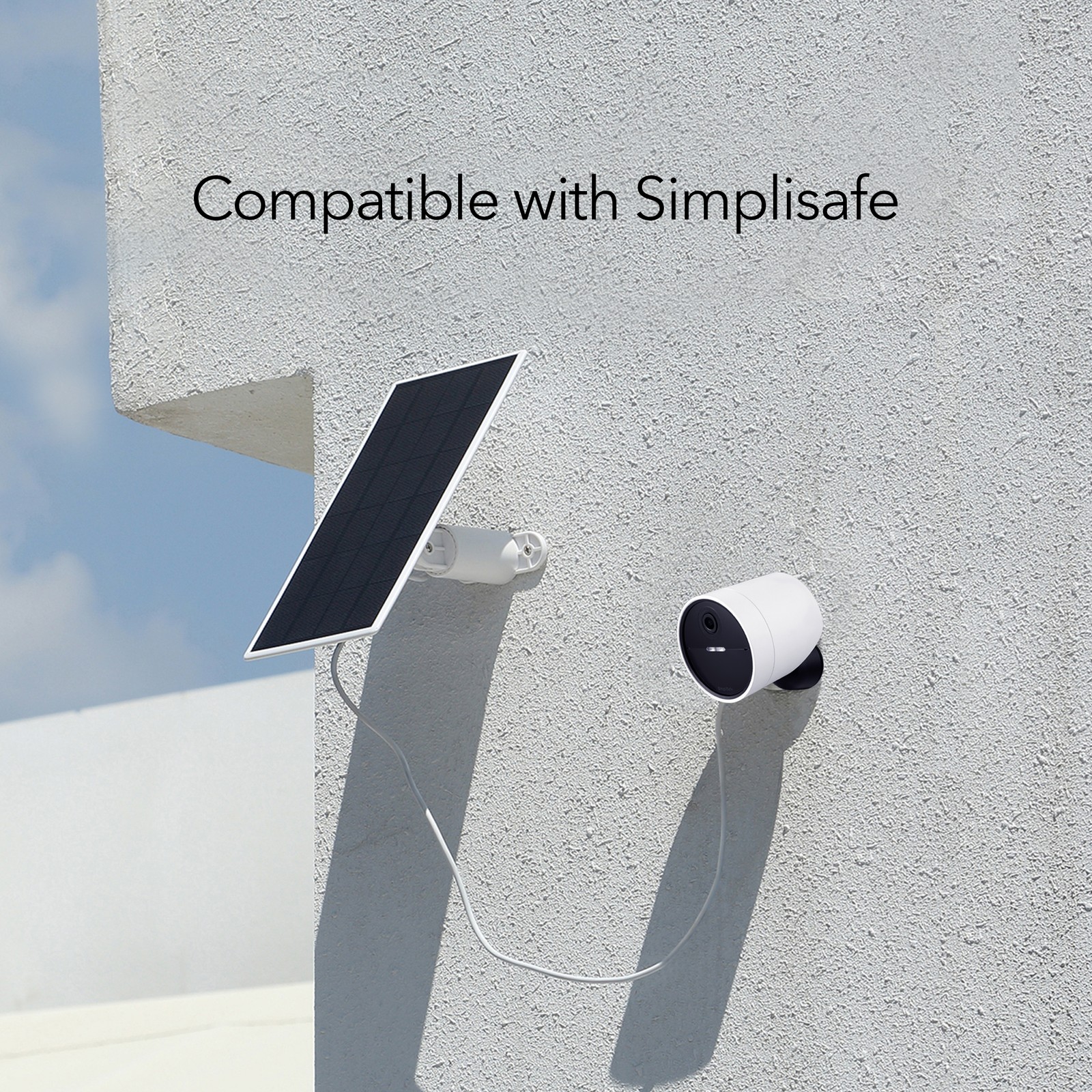 Wasserstein Solar Panel for SimpliSafe Wireless Outdoor Camera (White, 1 Pack)