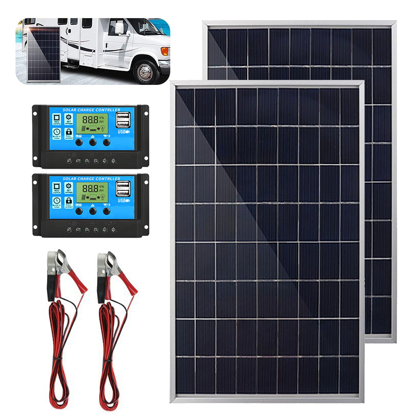10 Watts Solar Panel Kit 12V 100A Battery Charger with Controller Caravan Boat