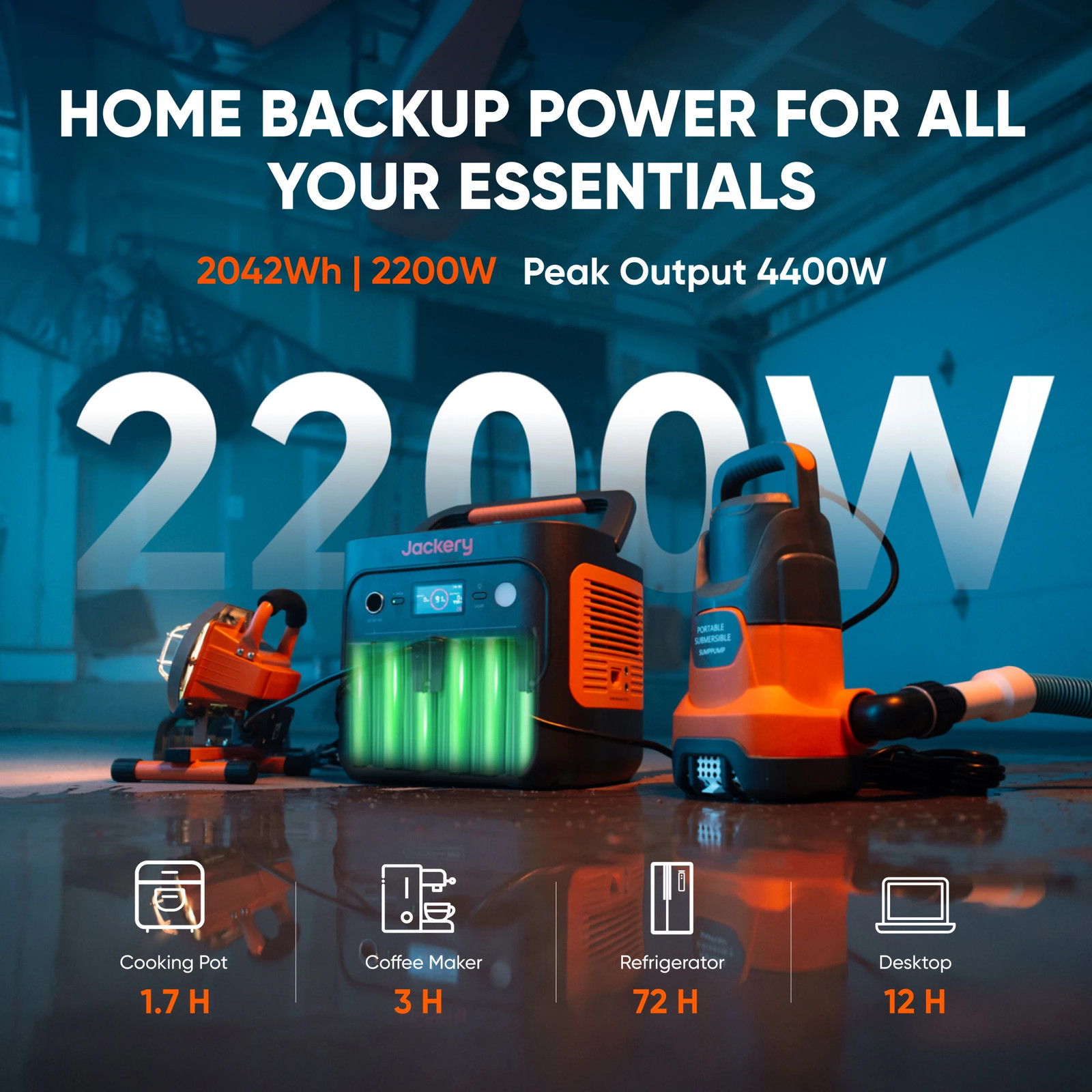 Jackery Explorer 2000 Power Station 2038Wh LiFePO4 2200W Solar Generator