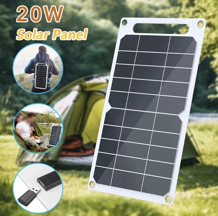 USB Solar Panel Power Bank for Outdoor Camping Hiking Phone Charger 5V Portable