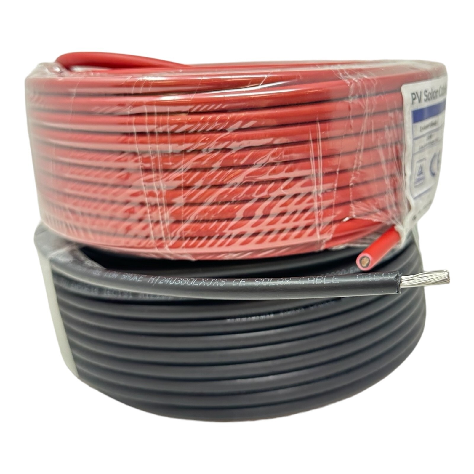 2x 25meter Drum Red and Black Solar Panel PV Cable Wire 6mm² 2 Pairs Connectors