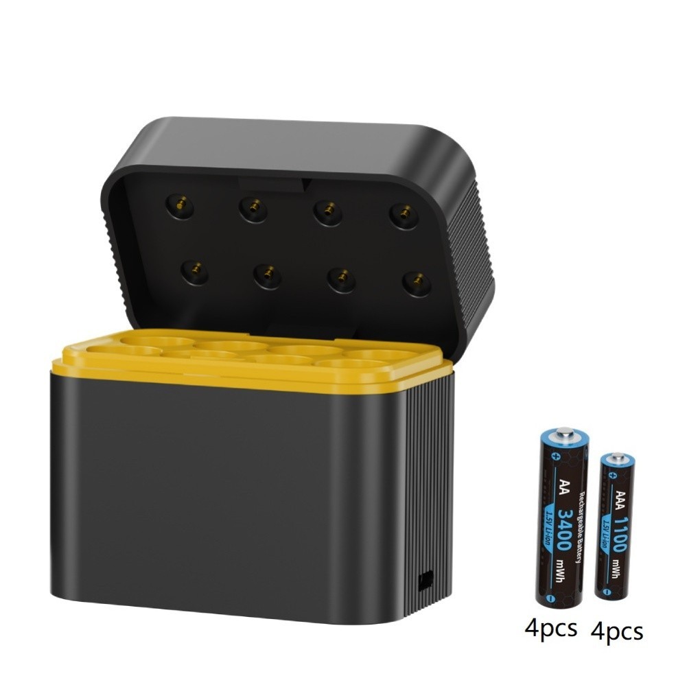 Eight Slot Lithium Battery Charger with LED Indicator and Modern Type C Port