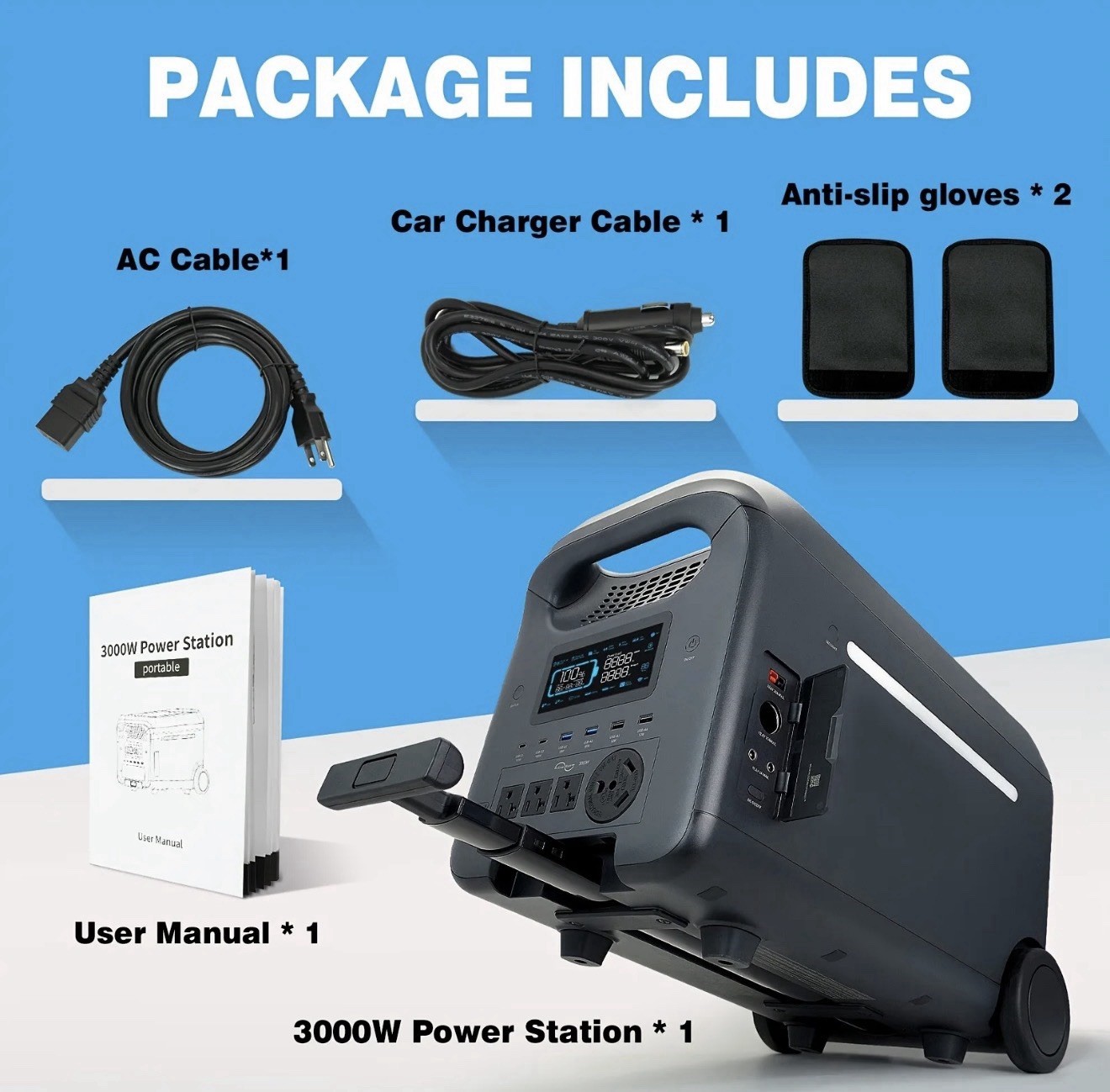 3000W 2560Wh LiFePO4 PortablePower Station with Remote Control