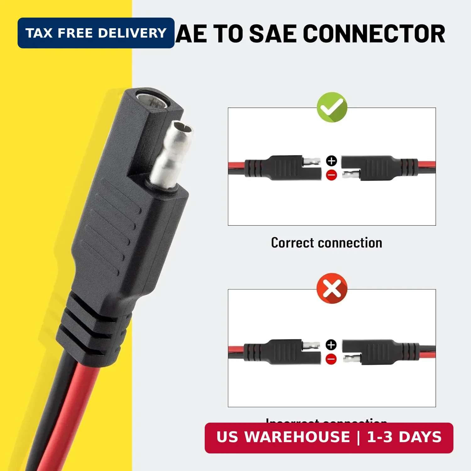 Oyviny 5PCS SAE Connector 12AWG 1 Feet SAE Extension Cable for Solar Panel Motor
