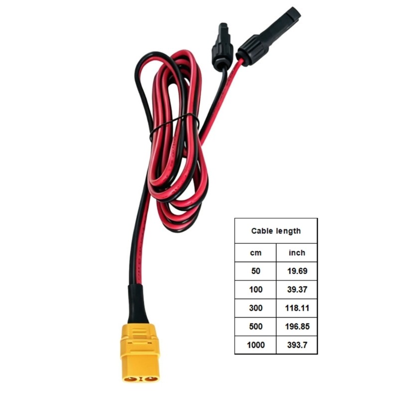 XT90 Female To Power Cable 12AWG Copper For Solar Panel Application
