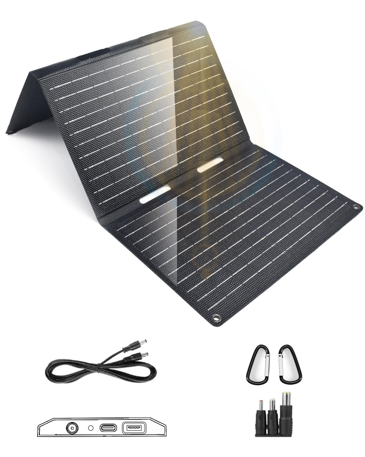 30W Portable Solar Panel, Foldable Solar Panel Charger with QC3.0 USB-A USB-C…