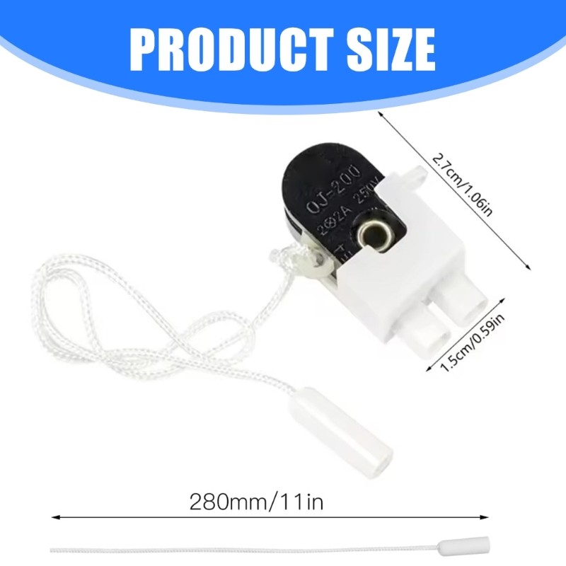 4Pcs 2A 250V Miniature Cord Pull Switches For Bathroom Bedroom Lighting Fixtures