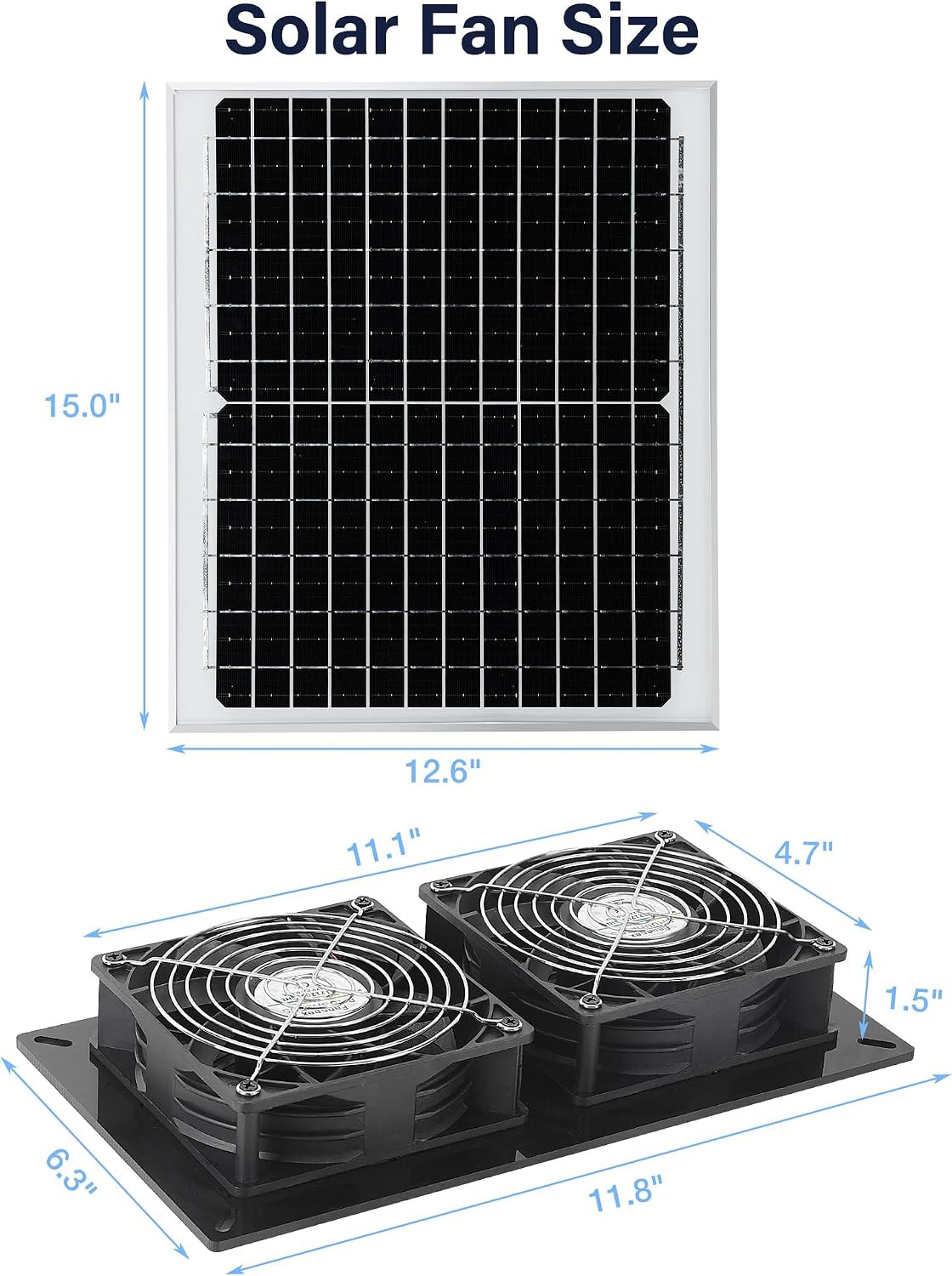 Fanspex Solar 2 Fan Kit, Waterproofed Solar Powered Fans for Outdoor Chicken Coo