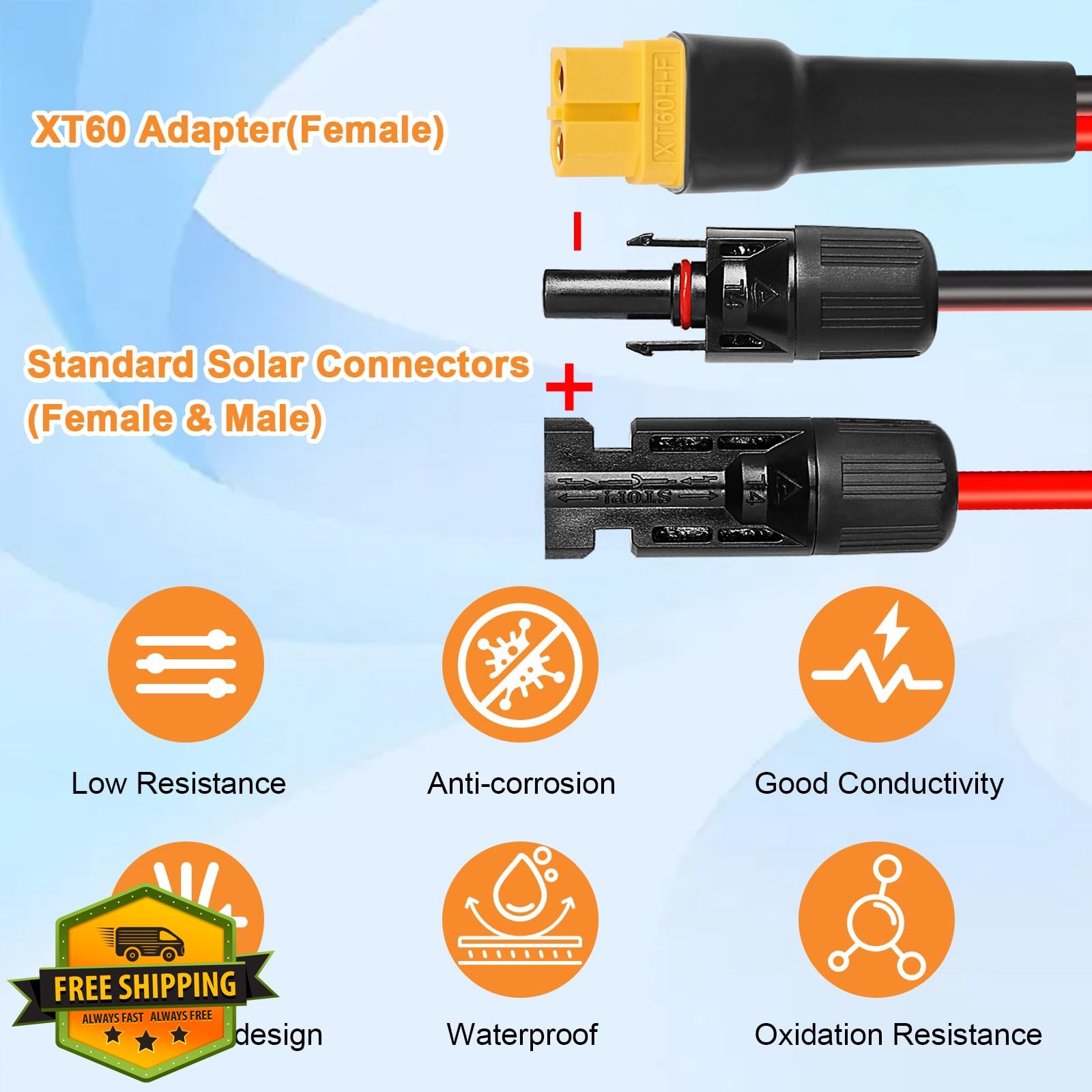 Kimbluth 10AWG 50FT XT60 Solar Cable