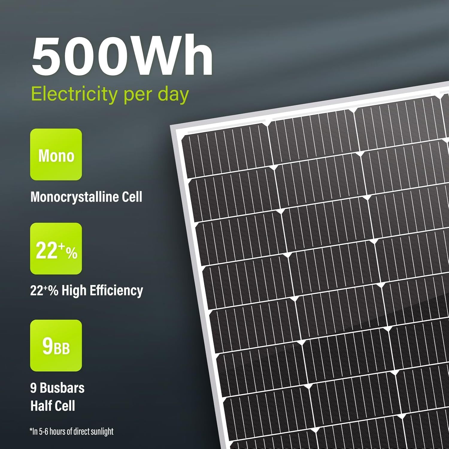 Newpowa 9BB Cell Monocrystalline 12V 100W Solar Panel f/ RV Marine Boat Off Grid