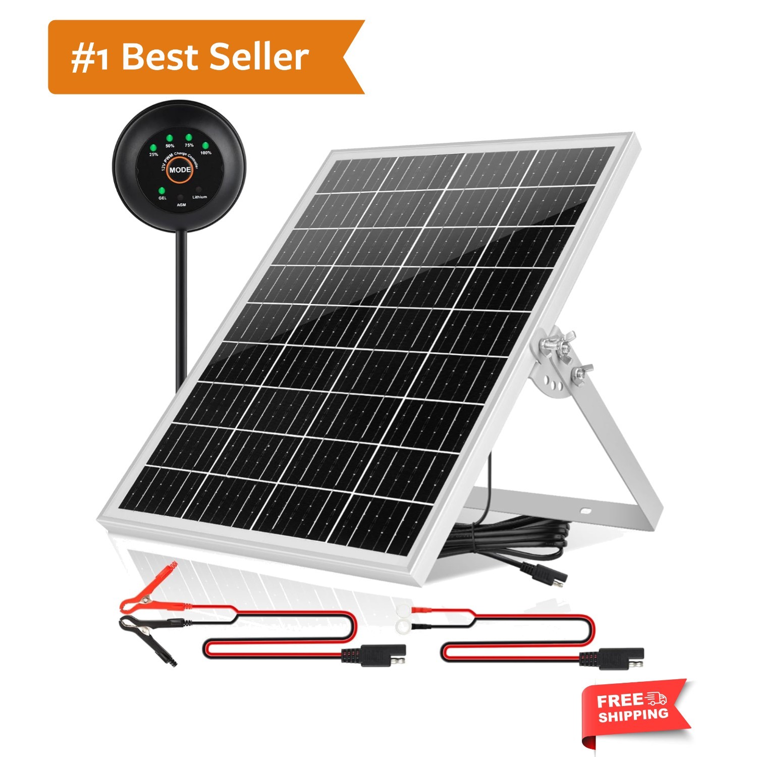 Solar Panel Kit 25W 12V Solar Battery Trickle Charger Maintainer, Built-in Wa…