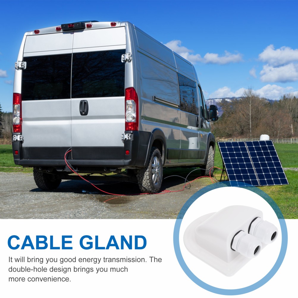 1 Pack Reusable Solar Cable Entry Gland Dual Hole White ABS for Camper Wiring