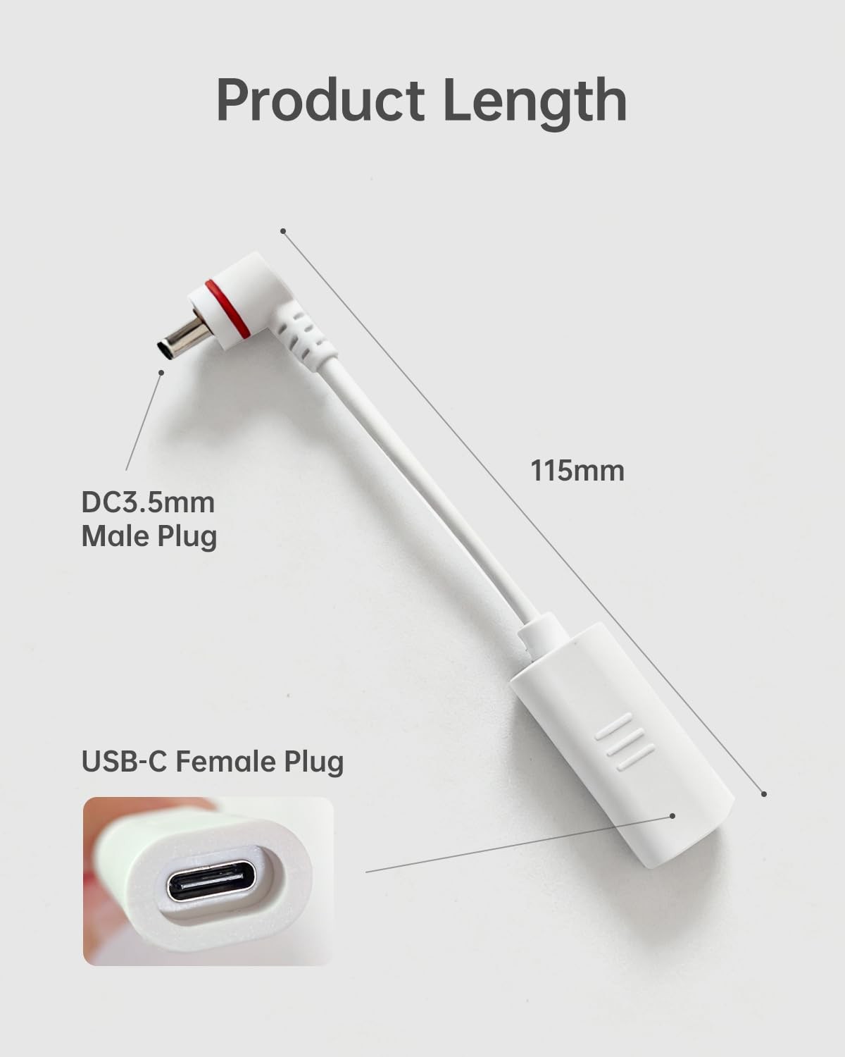 Naubluvo USB-C to Barrel Plug Adapter for Ring Barrel-Plug Stick Up Cameras