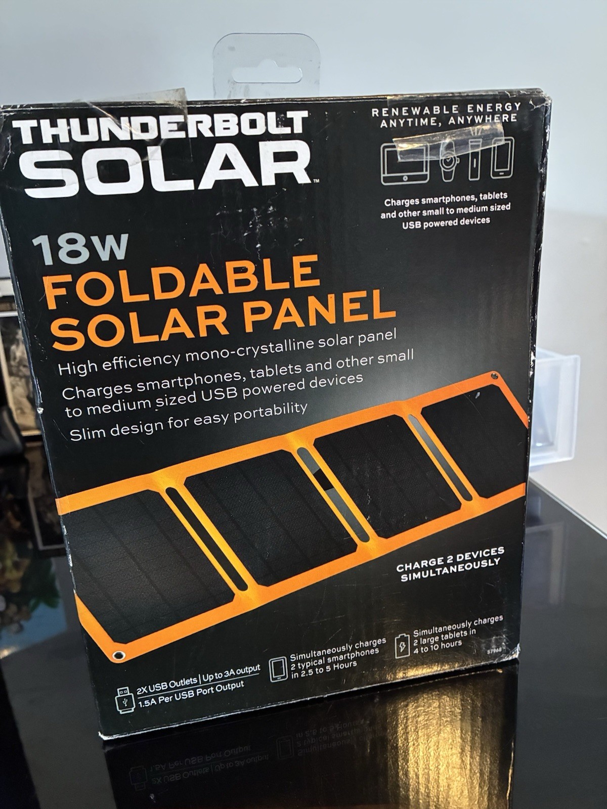 THUNDERBOLT SOLAR 18W Foldable Monocrystalline USB 5V Panel 57968